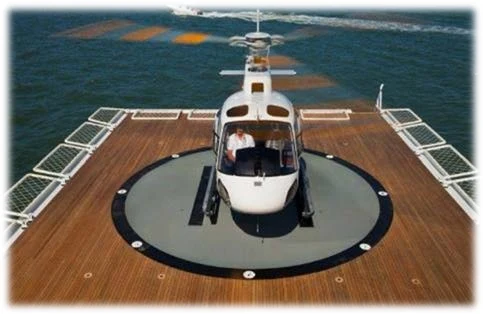 Helicopter on a yacht helideck